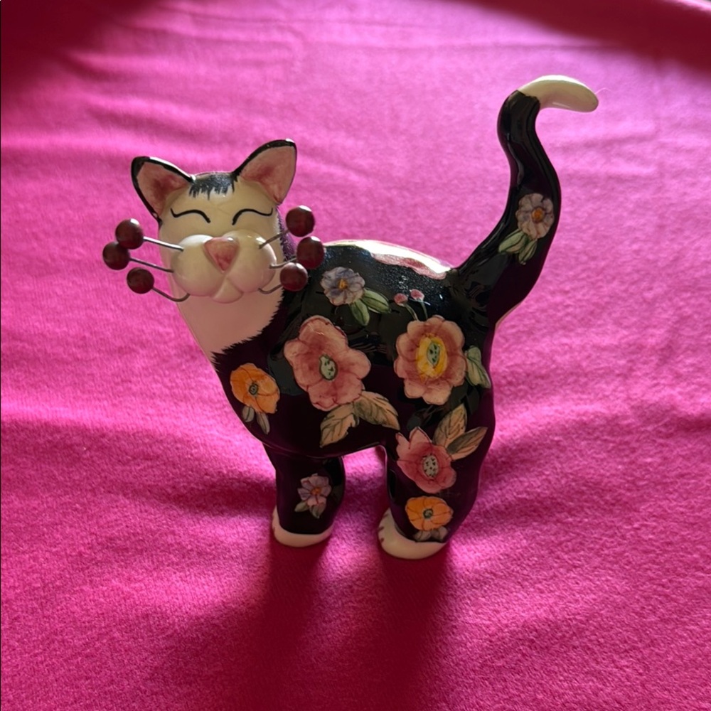 Whimsical Porcelain Cat Figurine